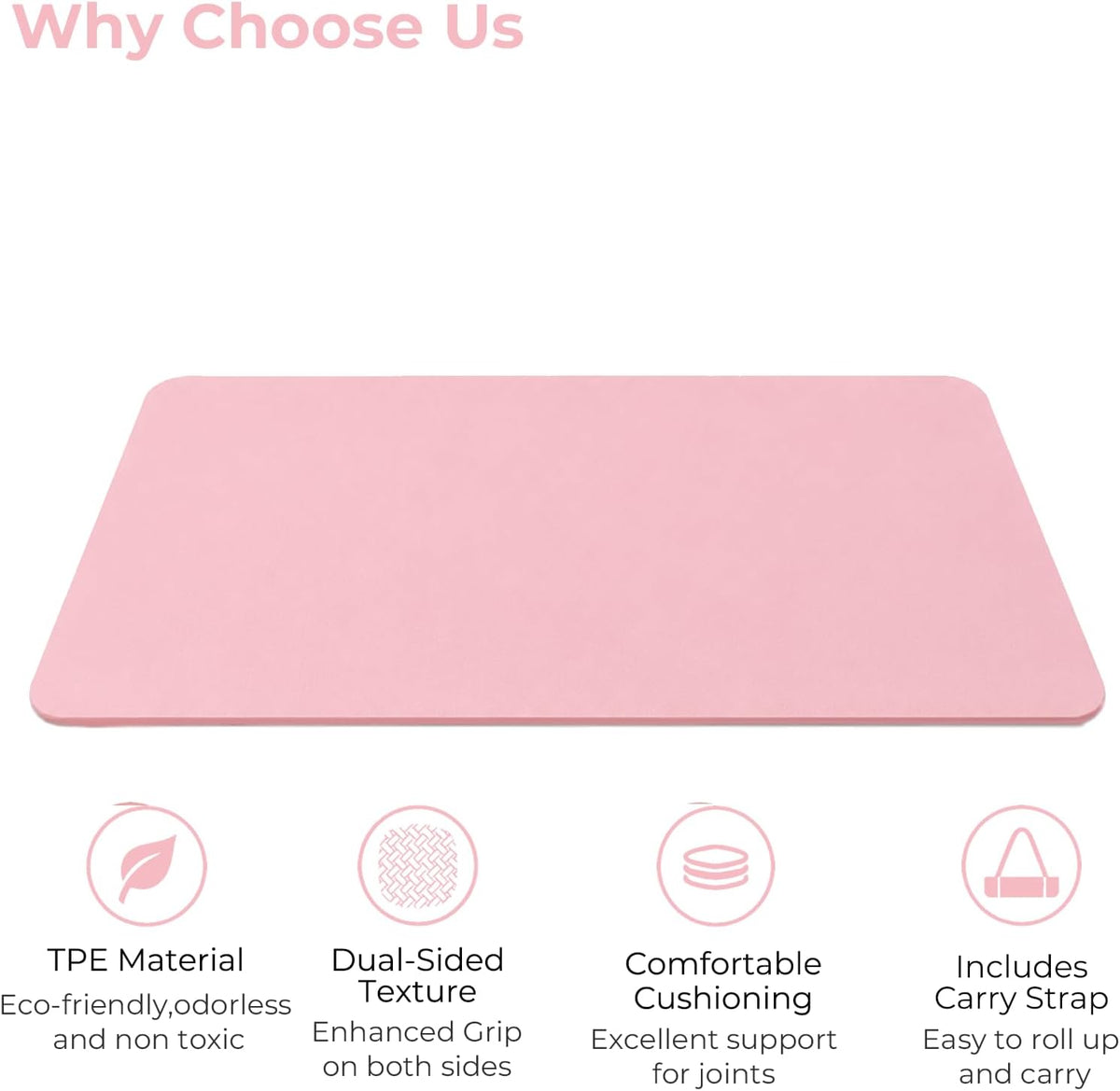 TPE Yoga Mat 72"x24"/35", 8mm/10mm Thick, Non-Slip, Carry Strap