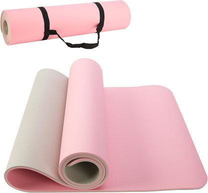 TPE Yoga Mat 72"x24"/35", 8mm/10mm Thick, Non-Slip, Carry Strap