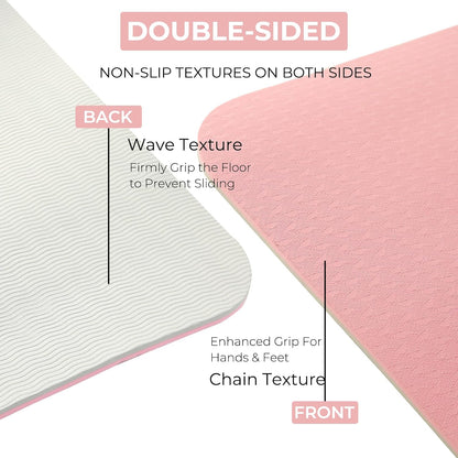 TPE Yoga Mat 72"x24"/35", 8mm/10mm Thick, Non-Slip, Carry Strap