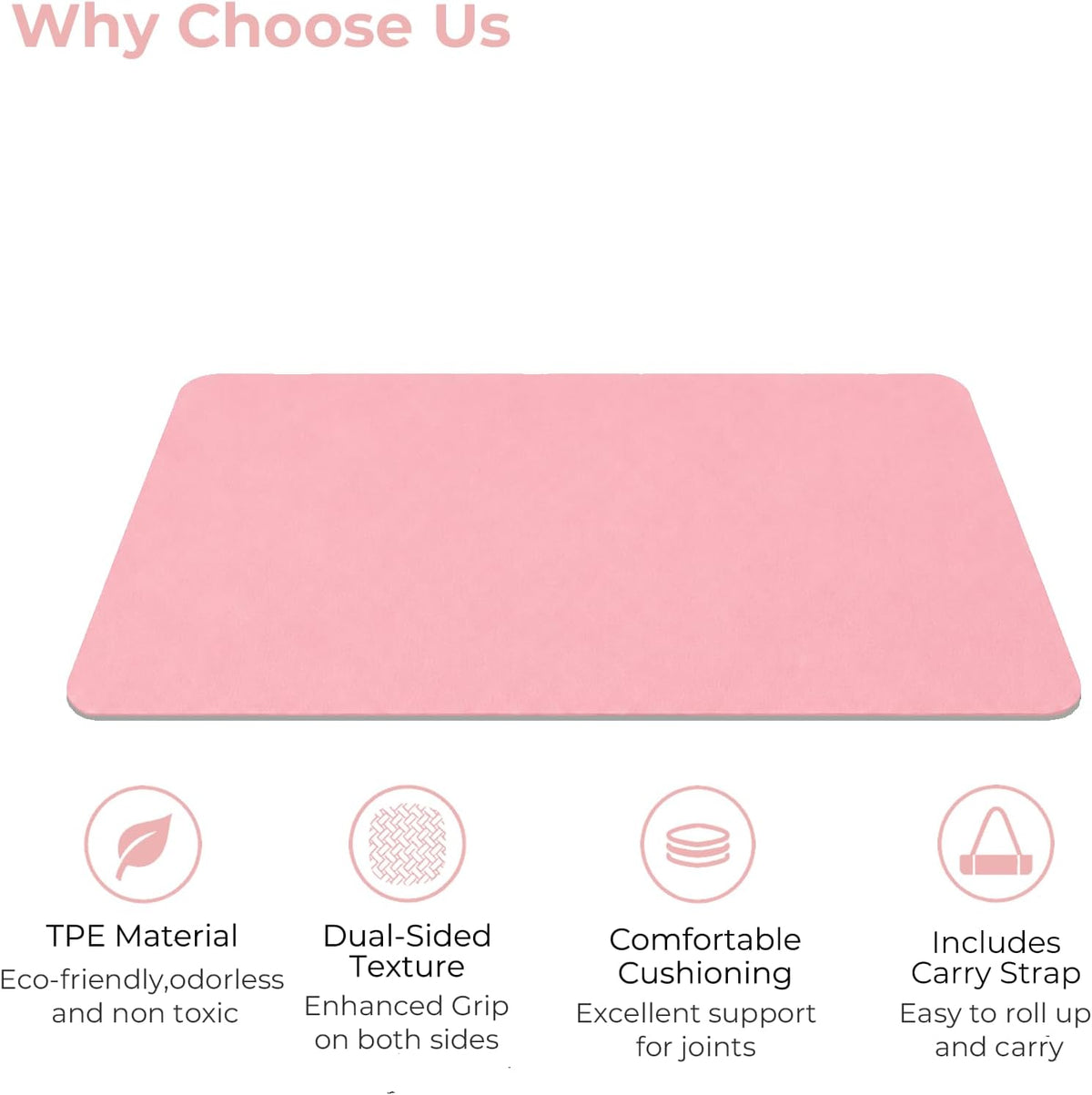 TPE Yoga Mat 72"x24"/35", 8mm/10mm Thick, Non-Slip, Carry Strap