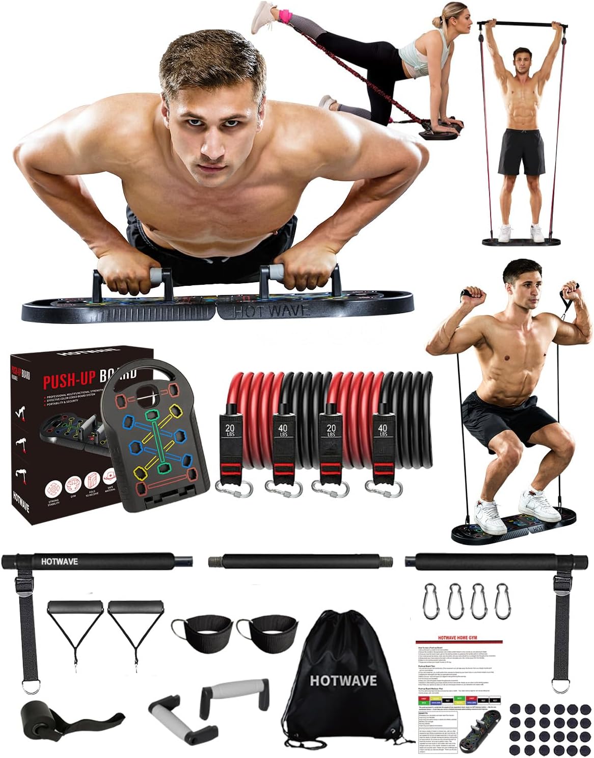 Push Up Board, Portable PushUp Board, Foldable 20 in 1 Push Up Bar