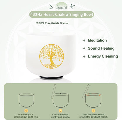 11 Inch C Note Root Chakra Frosted Quartz Crystal Singing Bowl