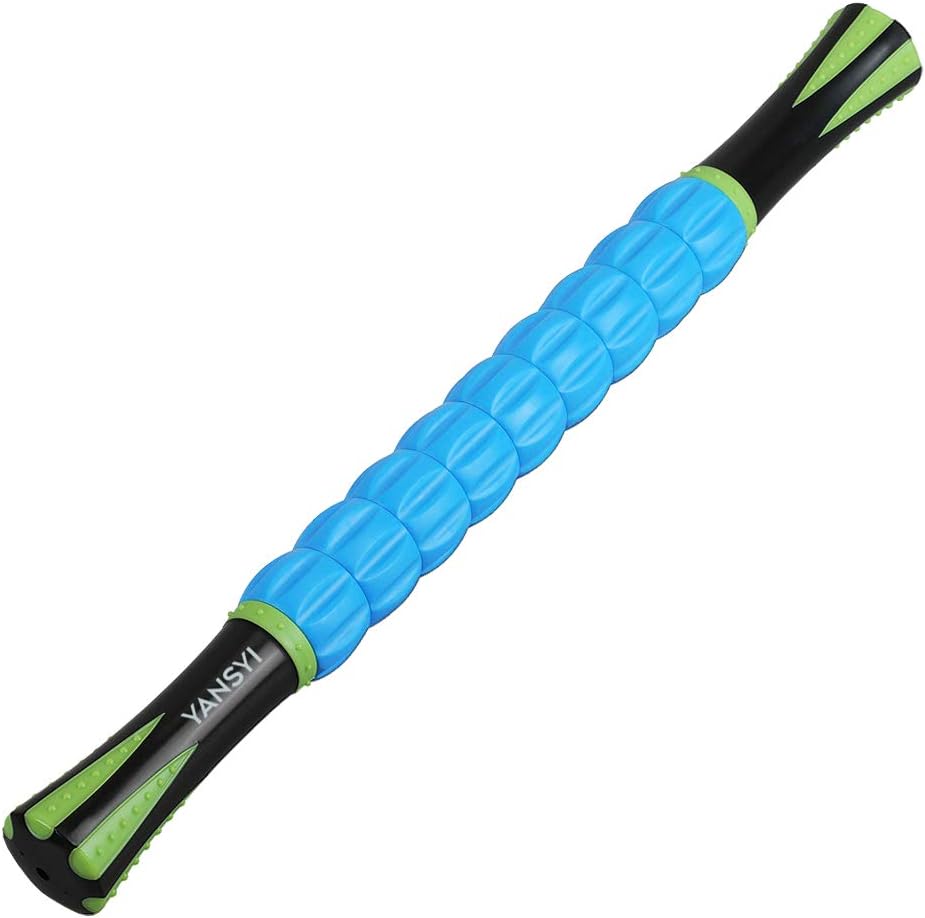 Professional 9-Roller Deep Tissue Massage Stick - Portable Muscle Recovery Roller for Athletes, Relieves Post-Workout Soreness & Leg/Back Pain - Portable Physio Tool (Purple)