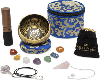 4" Tibetan Singing Bowl Set with Case, Crafted in Nepal, Black