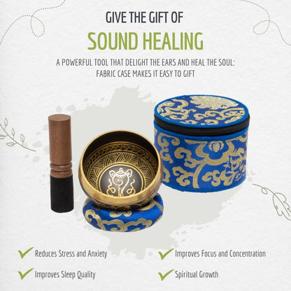 4" Tibetan Singing Bowl Set with Case, Crafted in Nepal, Black