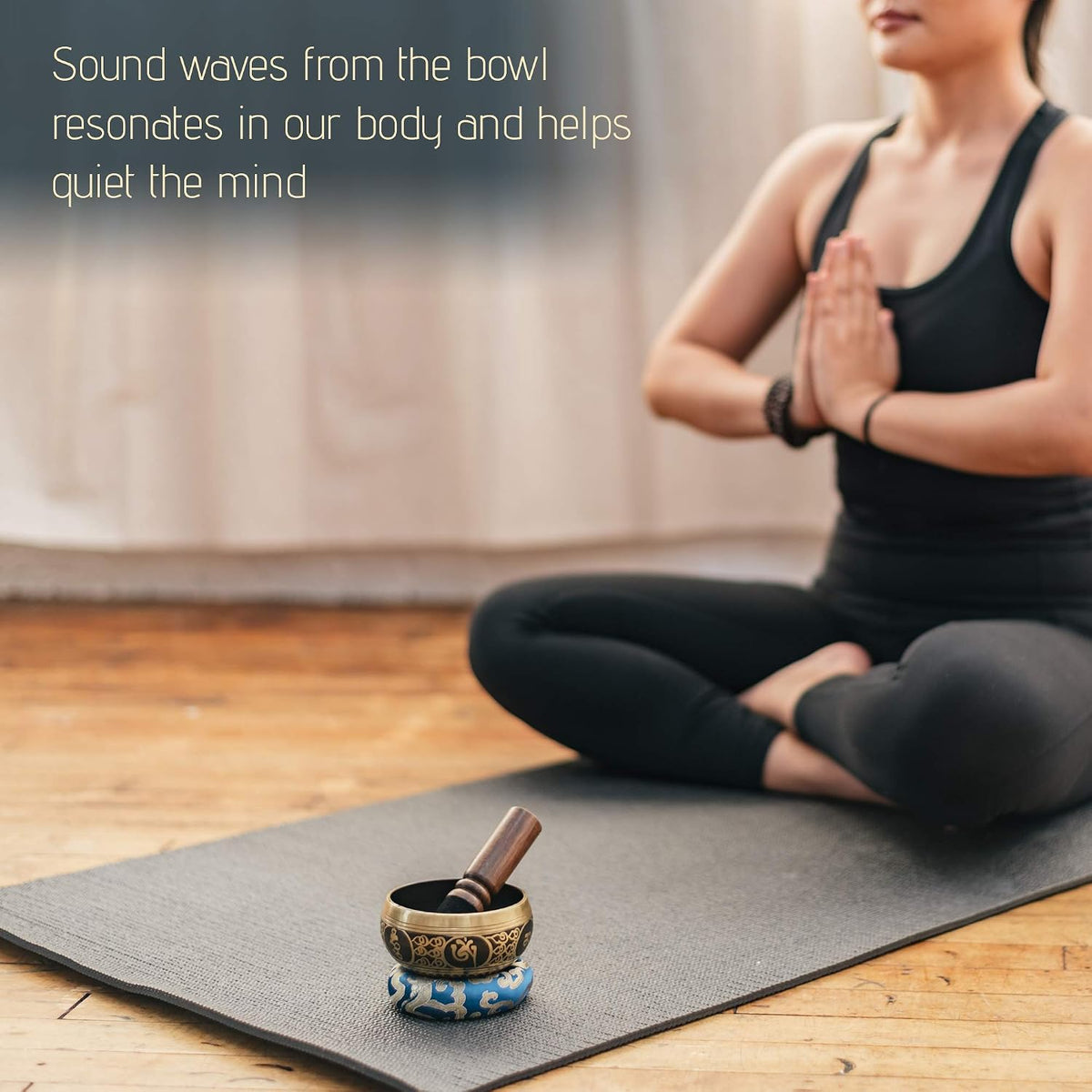 4" Tibetan Singing Bowl Set with Case, Crafted in Nepal, Black