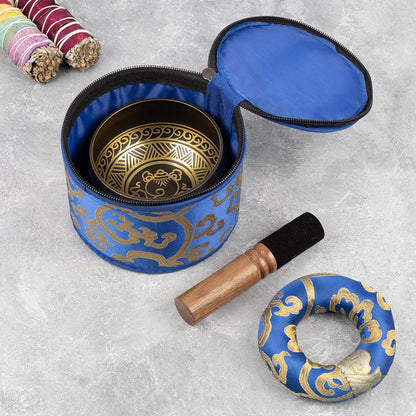 4" Tibetan Singing Bowl Set with Case, Crafted in Nepal, Black