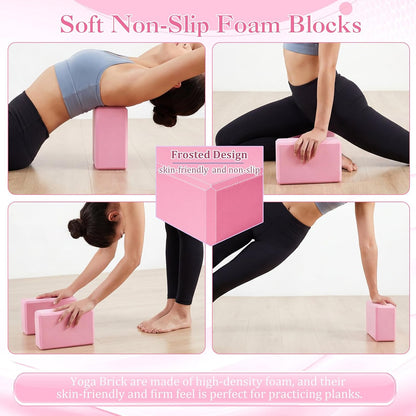 6-in-1 Yoga Balls and Yoga Block Set with Strap Foot Pump, Exercise Pregnancy Balls for Birthing, Pilates Kit Fitness Physical Therapy Home Gym Workout Equipment
