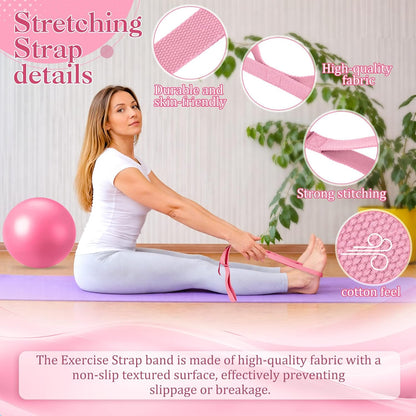 6-in-1 Yoga Balls and Yoga Block Set with Strap Foot Pump, Exercise Pregnancy Balls for Birthing, Pilates Kit Fitness Physical Therapy Home Gym Workout Equipment