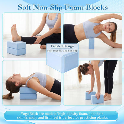 6-in-1 Yoga Balls and Yoga Block Set with Strap Foot Pump, Exercise Pregnancy Balls for Birthing, Pilates Kit Fitness Physical Therapy Home Gym Workout Equipment