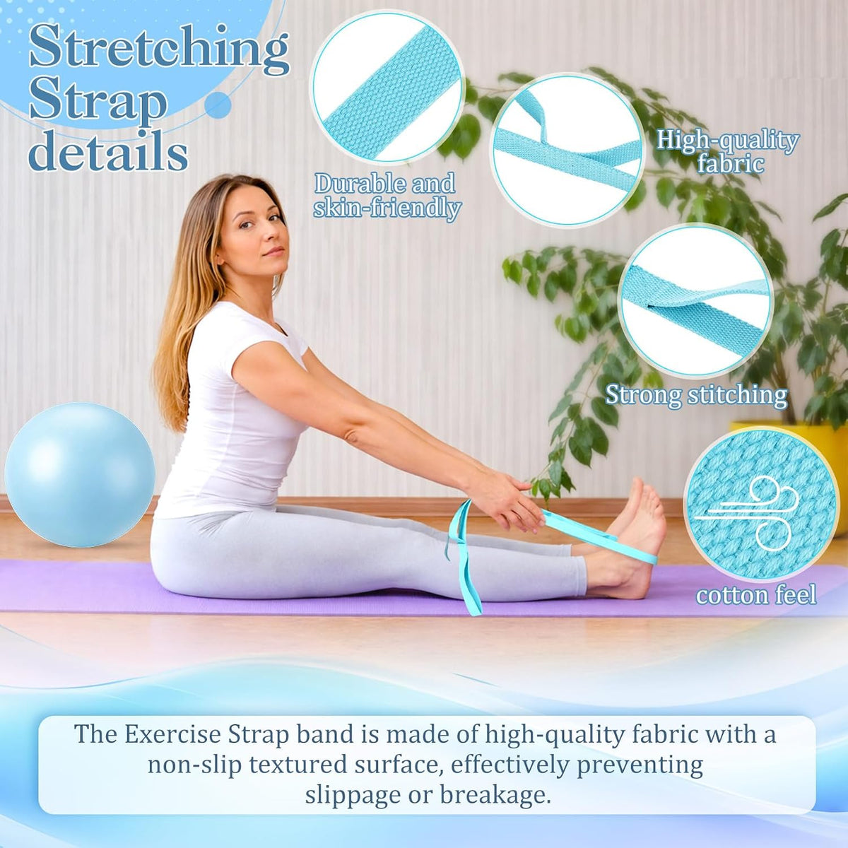 6-in-1 Yoga Balls and Yoga Block Set with Strap Foot Pump, Exercise Pregnancy Balls for Birthing, Pilates Kit Fitness Physical Therapy Home Gym Workout Equipment