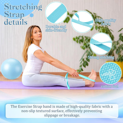 6-in-1 Yoga Balls and Yoga Block Set with Strap Foot Pump, Exercise Pregnancy Balls for Birthing, Pilates Kit Fitness Physical Therapy Home Gym Workout Equipment