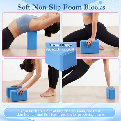 6-in-1 Yoga Balls and Yoga Block Set with Strap Foot Pump, Exercise Pregnancy Balls for Birthing, Pilates Kit Fitness Physical Therapy Home Gym Workout Equipment