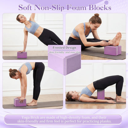 6-in-1 Yoga Balls and Yoga Block Set with Strap Foot Pump, Exercise Pregnancy Balls for Birthing, Pilates Kit Fitness Physical Therapy Home Gym Workout Equipment