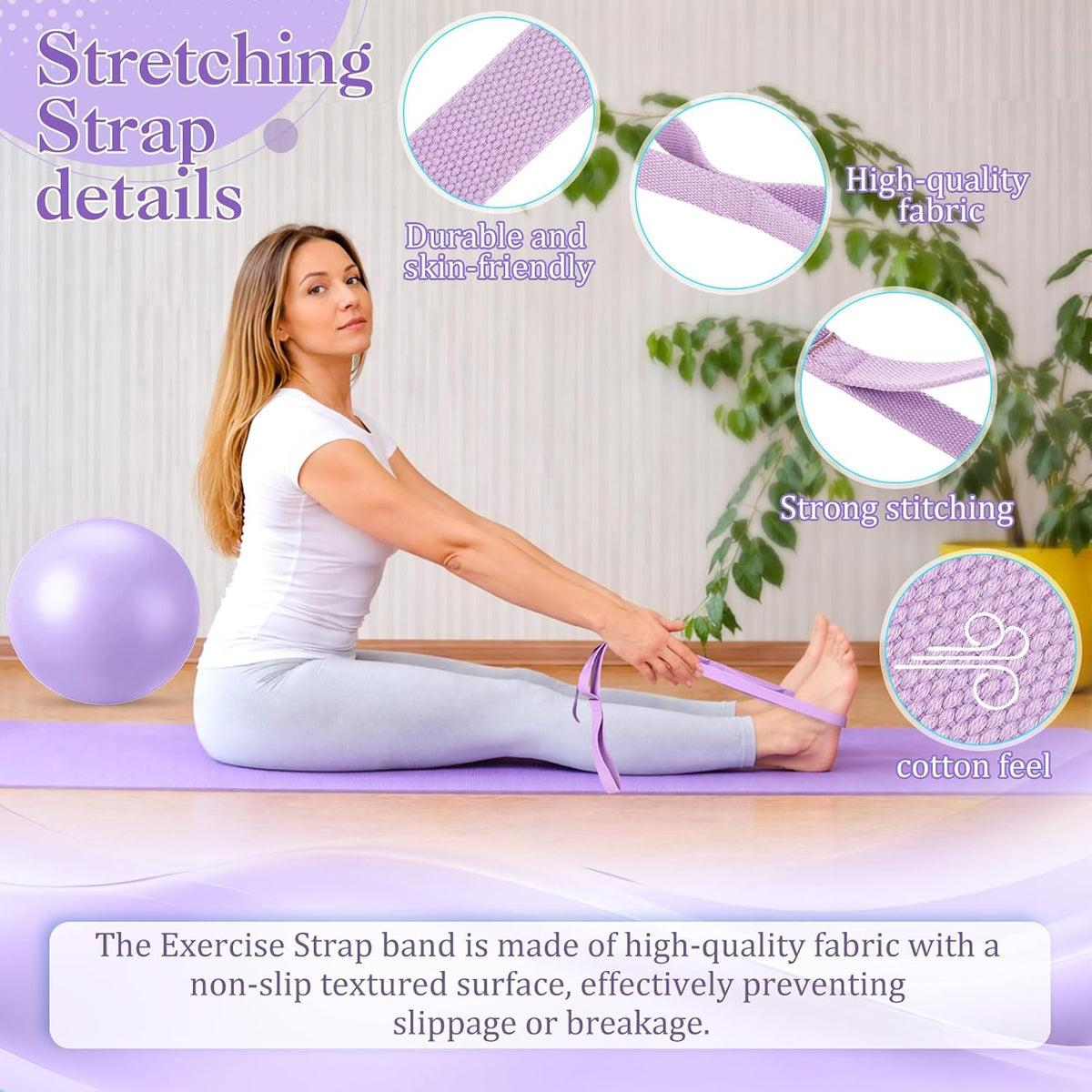 6-in-1 Yoga Balls and Yoga Block Set with Strap Foot Pump, Exercise Pregnancy Balls for Birthing, Pilates Kit Fitness Physical Therapy Home Gym Workout Equipment