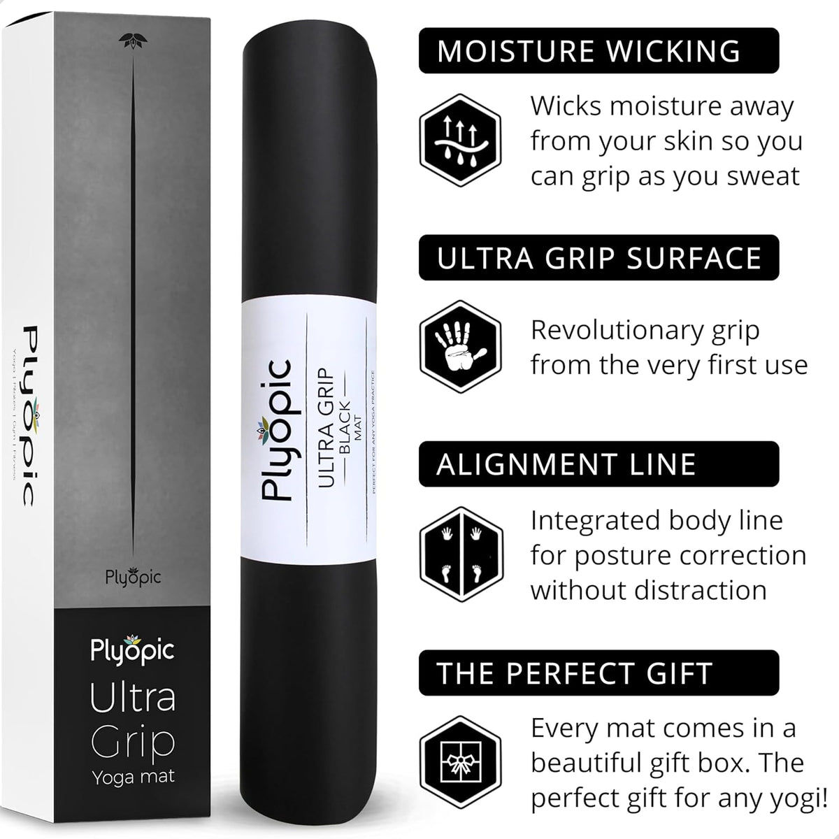 Ultra Grip PRO Yoga Mat – EXTREME Non-Slip Performance - Dry & Wet Grip - Smarter Alignment Lines - Comfortable & Sweat Resistant - For Yoga, Pilates & Hot Yoga