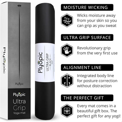 Ultra Grip PRO Yoga Mat – EXTREME Non-Slip Performance - Dry & Wet Grip - Smarter Alignment Lines - Comfortable & Sweat Resistant - For Yoga, Pilates & Hot Yoga