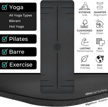 Ultra Grip PRO Yoga Mat – EXTREME Non-Slip Performance - Dry & Wet Grip - Smarter Alignment Lines - Comfortable & Sweat Resistant - For Yoga, Pilates & Hot Yoga