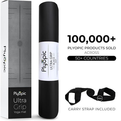 Ultra Grip PRO Yoga Mat – EXTREME Non-Slip Performance - Dry & Wet Grip - Smarter Alignment Lines - Comfortable & Sweat Resistant - For Yoga, Pilates & Hot Yoga