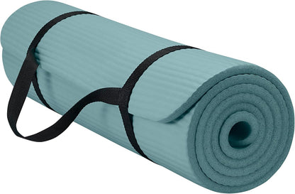 Thick Yoga Mat, Exercise & Fitness Mat with Easy-Cinch Carrying Strap