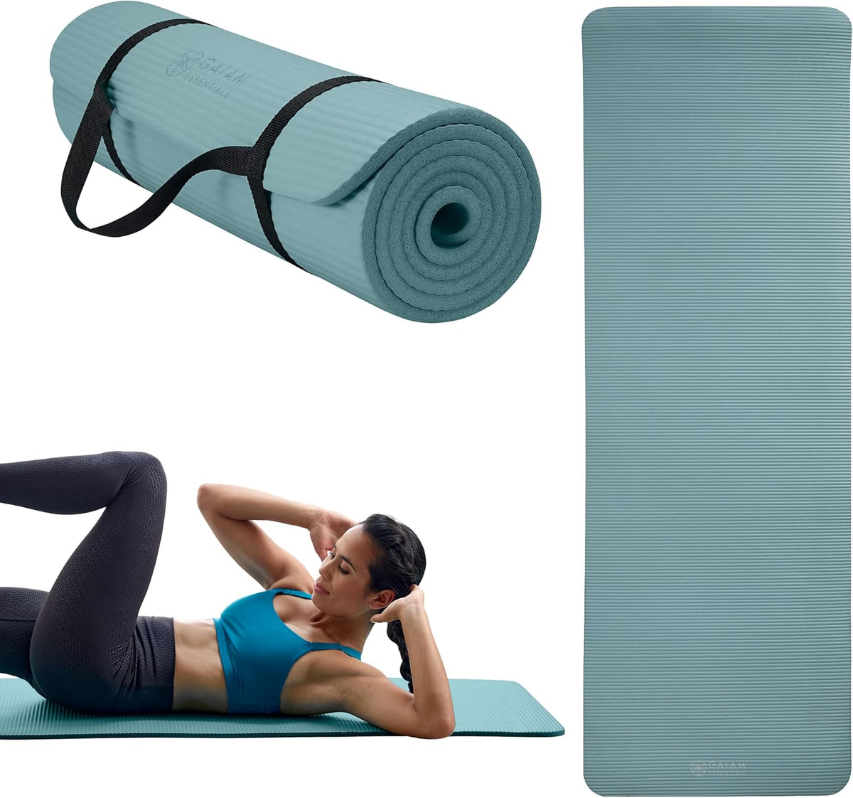 Thick Yoga Mat, Exercise & Fitness Mat with Easy-Cinch Carrying Strap