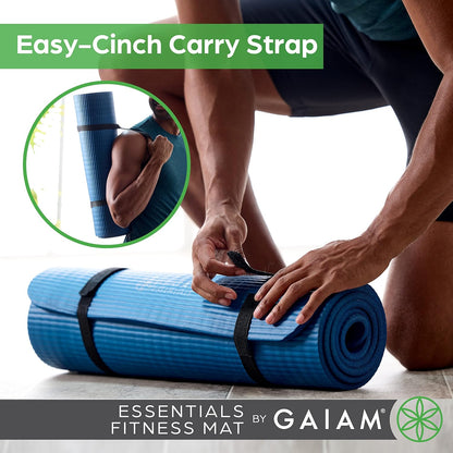 Thick Yoga Mat, Exercise & Fitness Mat with Easy-Cinch Carrying Strap