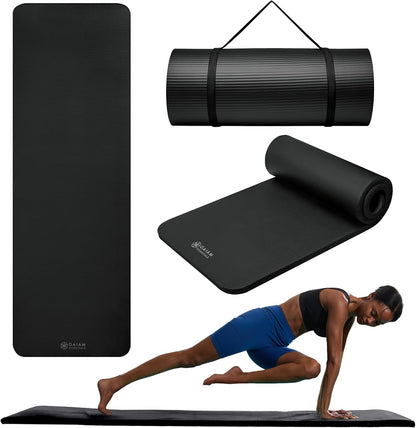 Thick Yoga Mat, Exercise & Fitness Mat with Easy-Cinch Carrying Strap