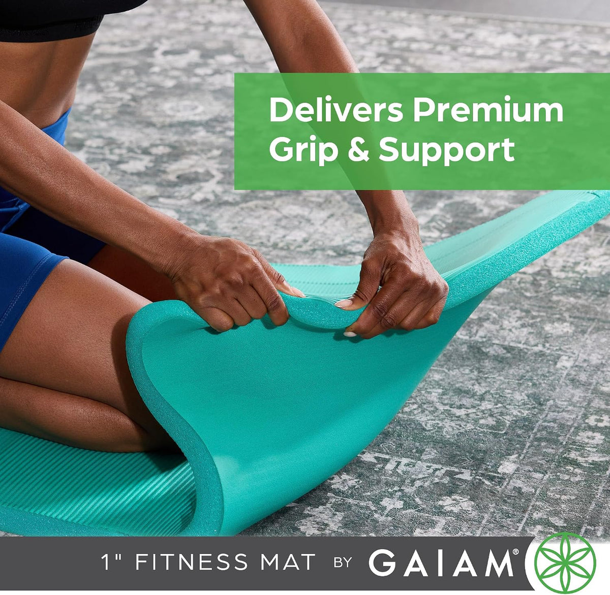 Thick Yoga Mat, Exercise & Fitness Mat with Easy-Cinch Carrying Strap