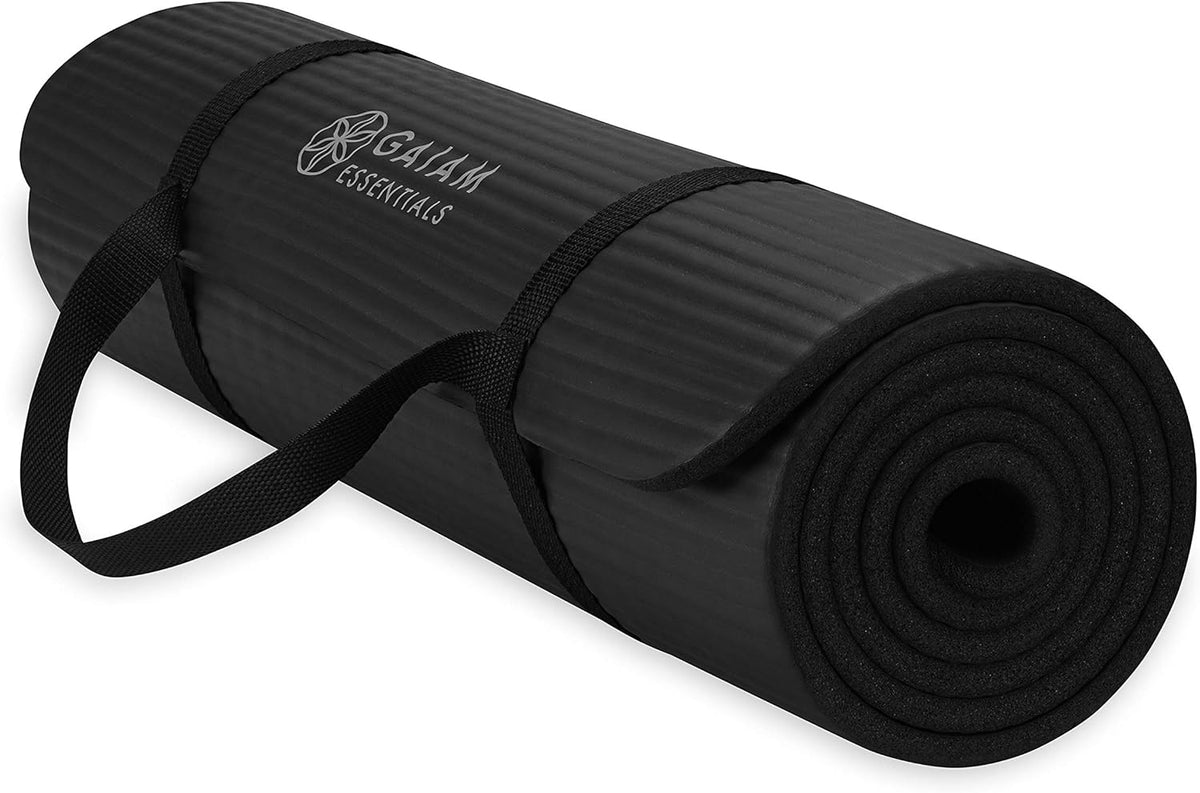 Thick Yoga Mat, Exercise & Fitness Mat with Easy-Cinch Carrying Strap
