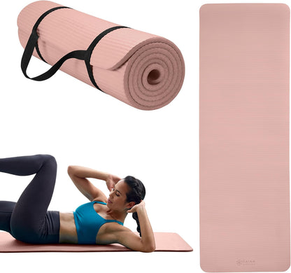 Thick Yoga Mat, Exercise & Fitness Mat with Easy-Cinch Carrying Strap