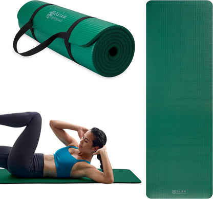 Thick Yoga Mat, Exercise & Fitness Mat with Easy-Cinch Carrying Strap