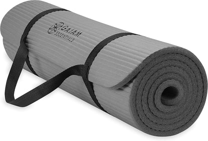 Thick Yoga Mat, Exercise & Fitness Mat with Easy-Cinch Carrying Strap