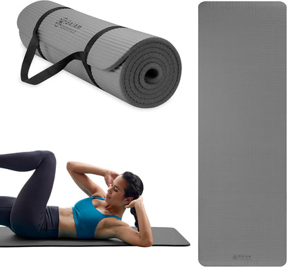 Thick Yoga Mat, Exercise & Fitness Mat with Easy-Cinch Carrying Strap