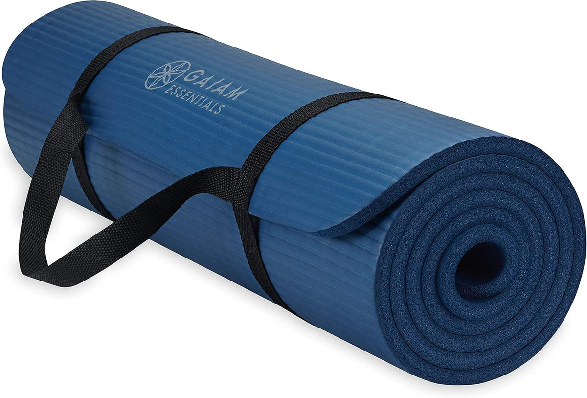 Thick Yoga Mat, Exercise & Fitness Mat with Easy-Cinch Carrying Strap