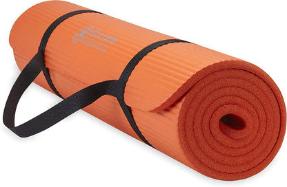 Thick Yoga Mat, Exercise & Fitness Mat with Easy-Cinch Carrying Strap
