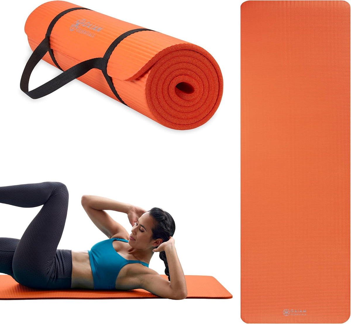 Thick Yoga Mat, Exercise & Fitness Mat with Easy-Cinch Carrying Strap