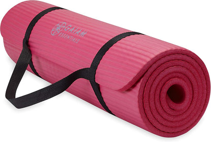 Thick Yoga Mat, Exercise & Fitness Mat with Easy-Cinch Carrying Strap