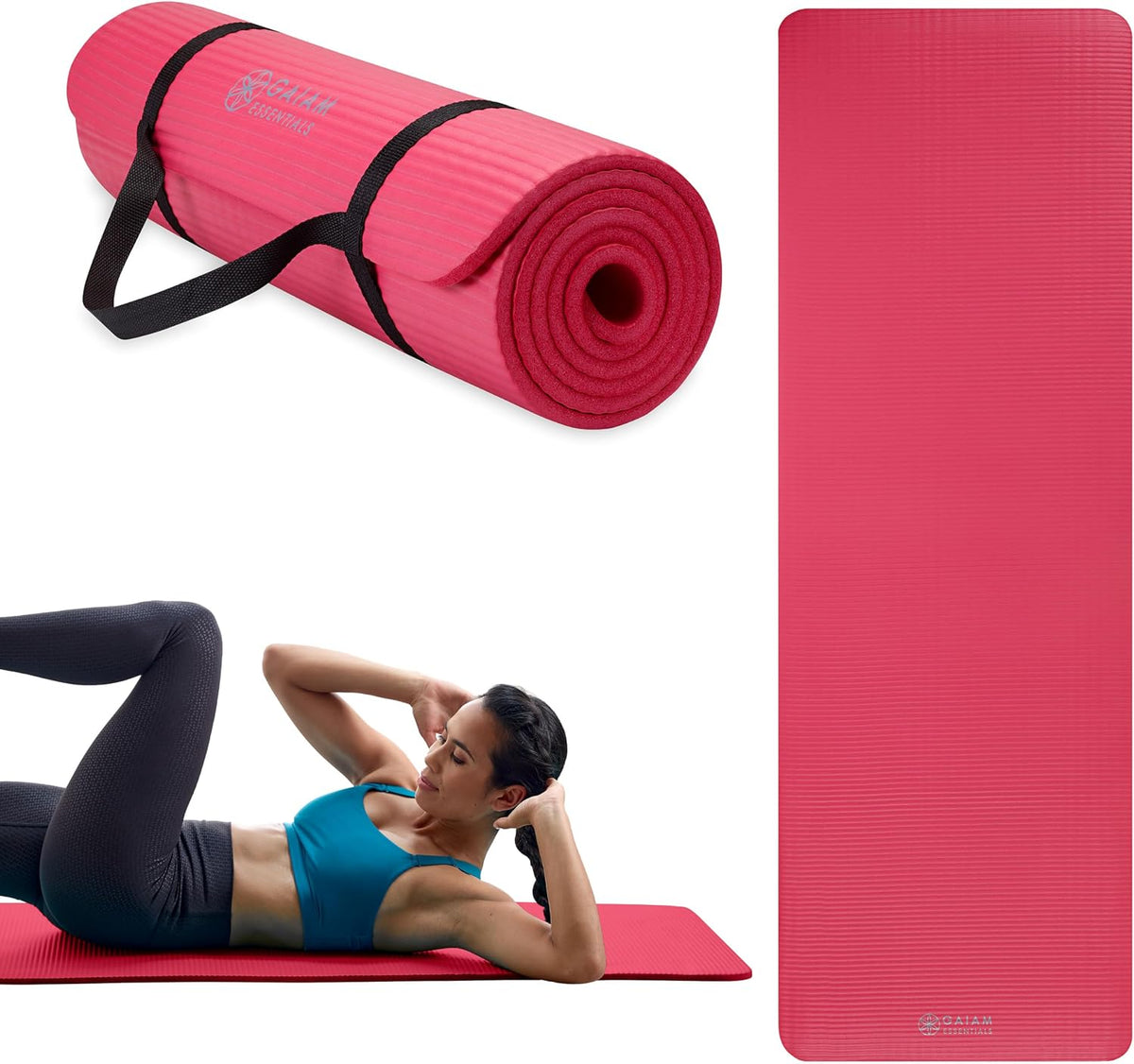 Thick Yoga Mat, Exercise & Fitness Mat with Easy-Cinch Carrying Strap
