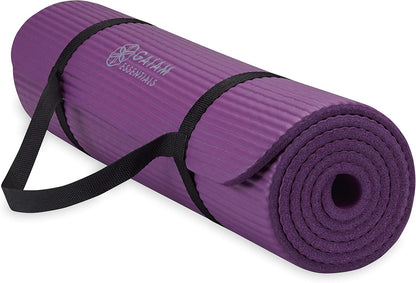 Thick Yoga Mat, Exercise & Fitness Mat with Easy-Cinch Carrying Strap
