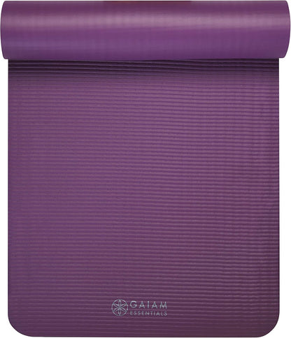 Thick Yoga Mat, Exercise & Fitness Mat with Easy-Cinch Carrying Strap