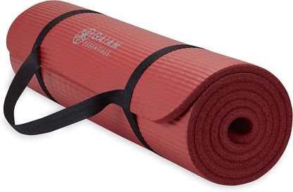 Thick Yoga Mat, Exercise & Fitness Mat with Easy-Cinch Carrying Strap