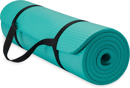 Thick Yoga Mat, Exercise & Fitness Mat with Easy-Cinch Carrying Strap