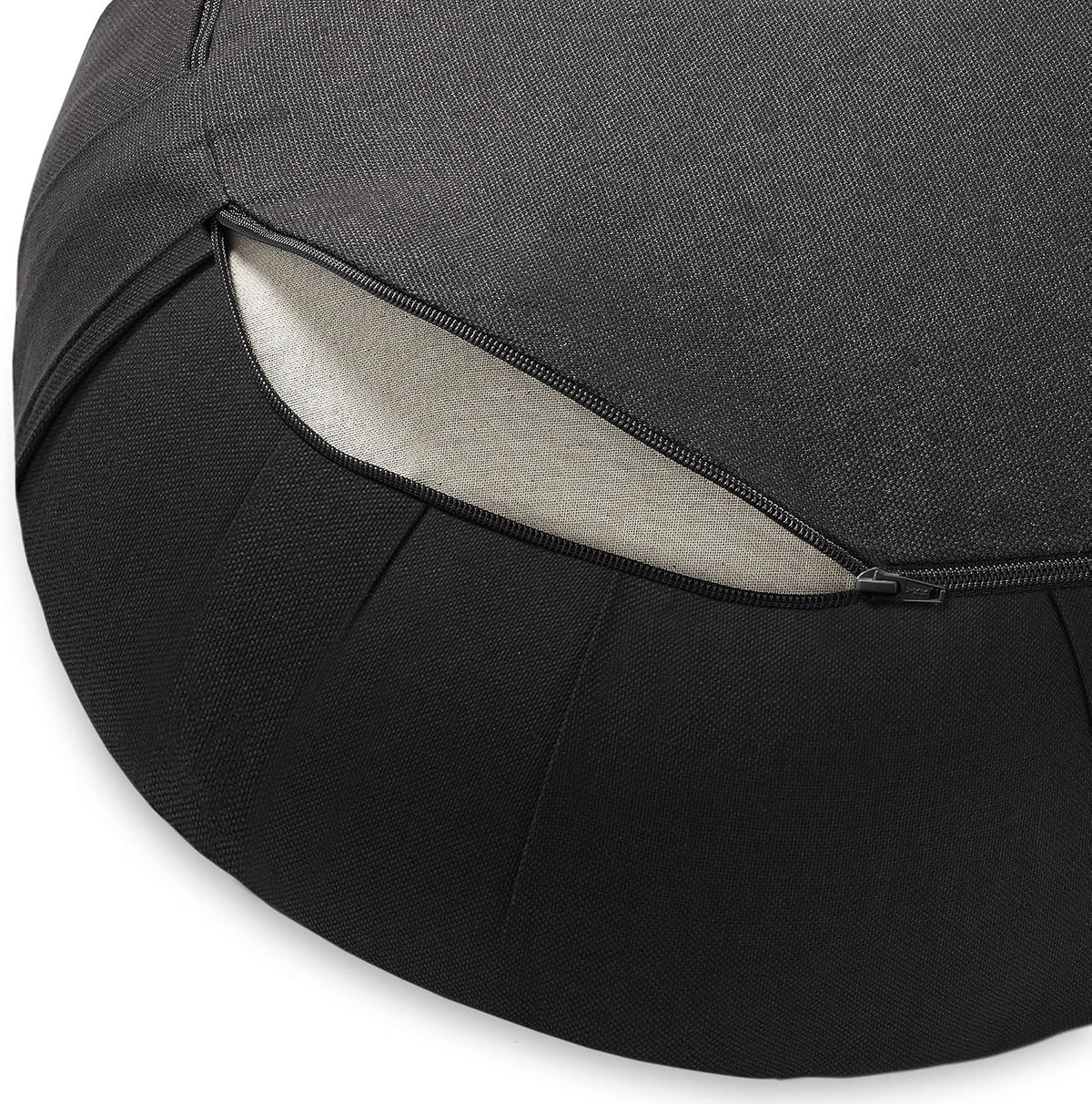 Zafu Meditation Cushion, 15" Round Buckwheat Yoga Pillow with Organic Cotton Cover