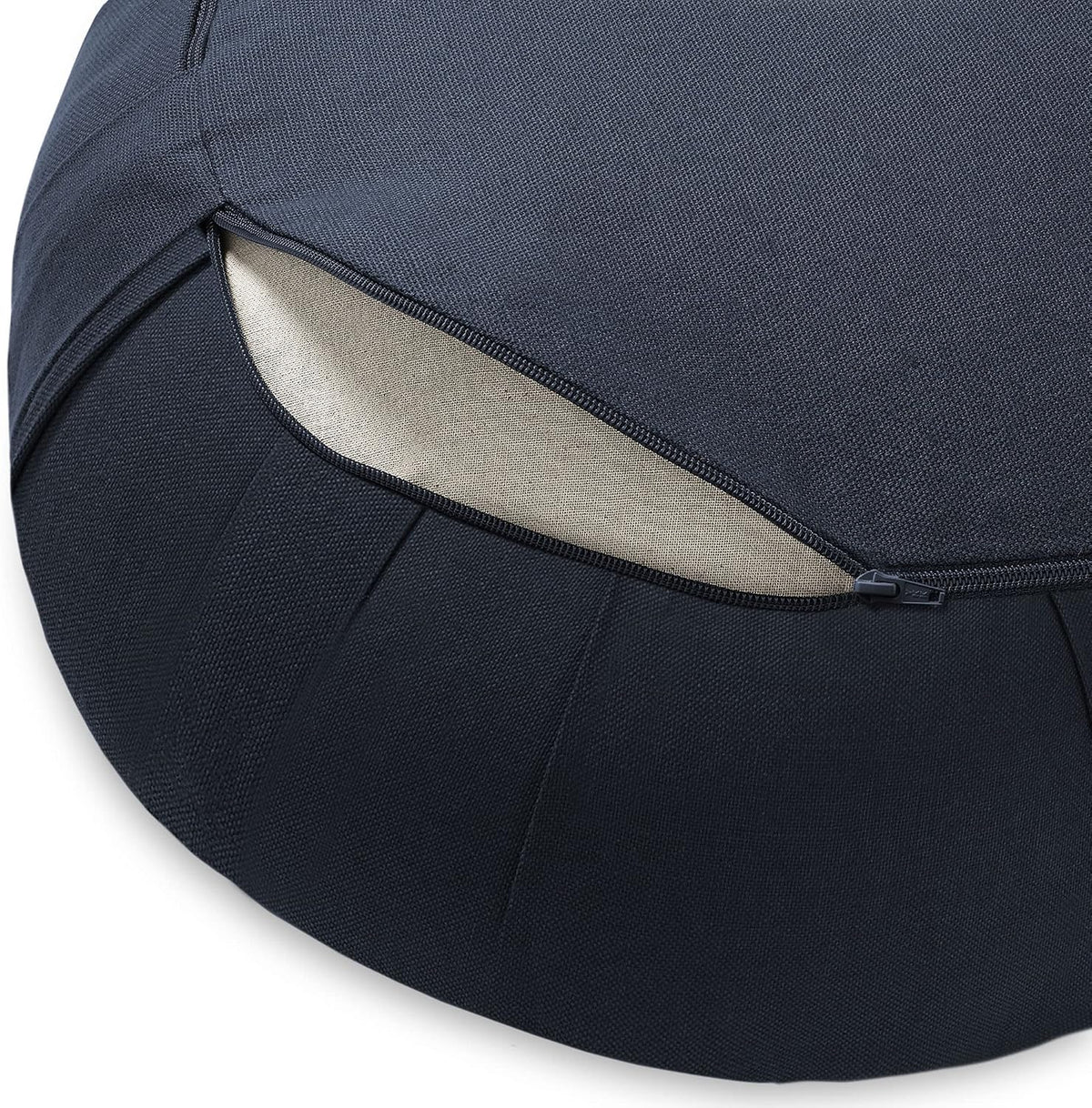 Zafu Meditation Cushion, 15" Round Buckwheat Yoga Pillow with Organic Cotton Cover