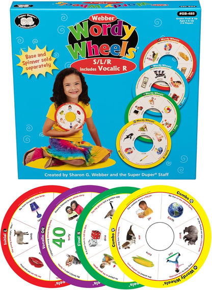 Webber® Wordy Wheels S/L/R (Includes Vocalic R) Add-on Set | Articulation Activity for Speech Therapy | Educational Game
