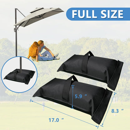 Umbrella Base Weight Fillable Sandbags, Sandbags for Weight(60LBS), Sandbag Weights for Patio Umbrella for Outdoor Garden，Set of 2，Black(Without Sand)
