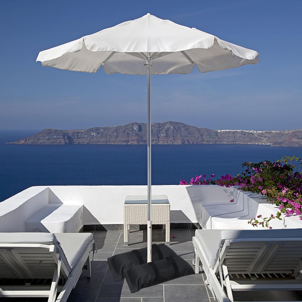 Umbrella Base Weight Fillable Sandbags, Sandbags for Weight(60LBS), Sandbag Weights for Patio Umbrella for Outdoor Garden，Set of 2，Black(Without Sand)