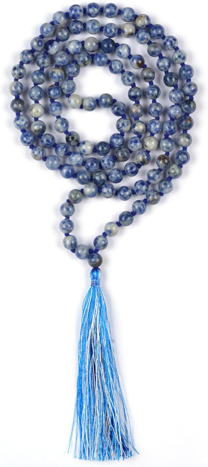 108 Bead Lapis Lazuli Japa Mala Necklace 8mm for Meditation
