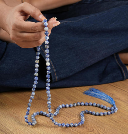 108 Bead Lapis Lazuli Japa Mala Necklace 8mm for Meditation