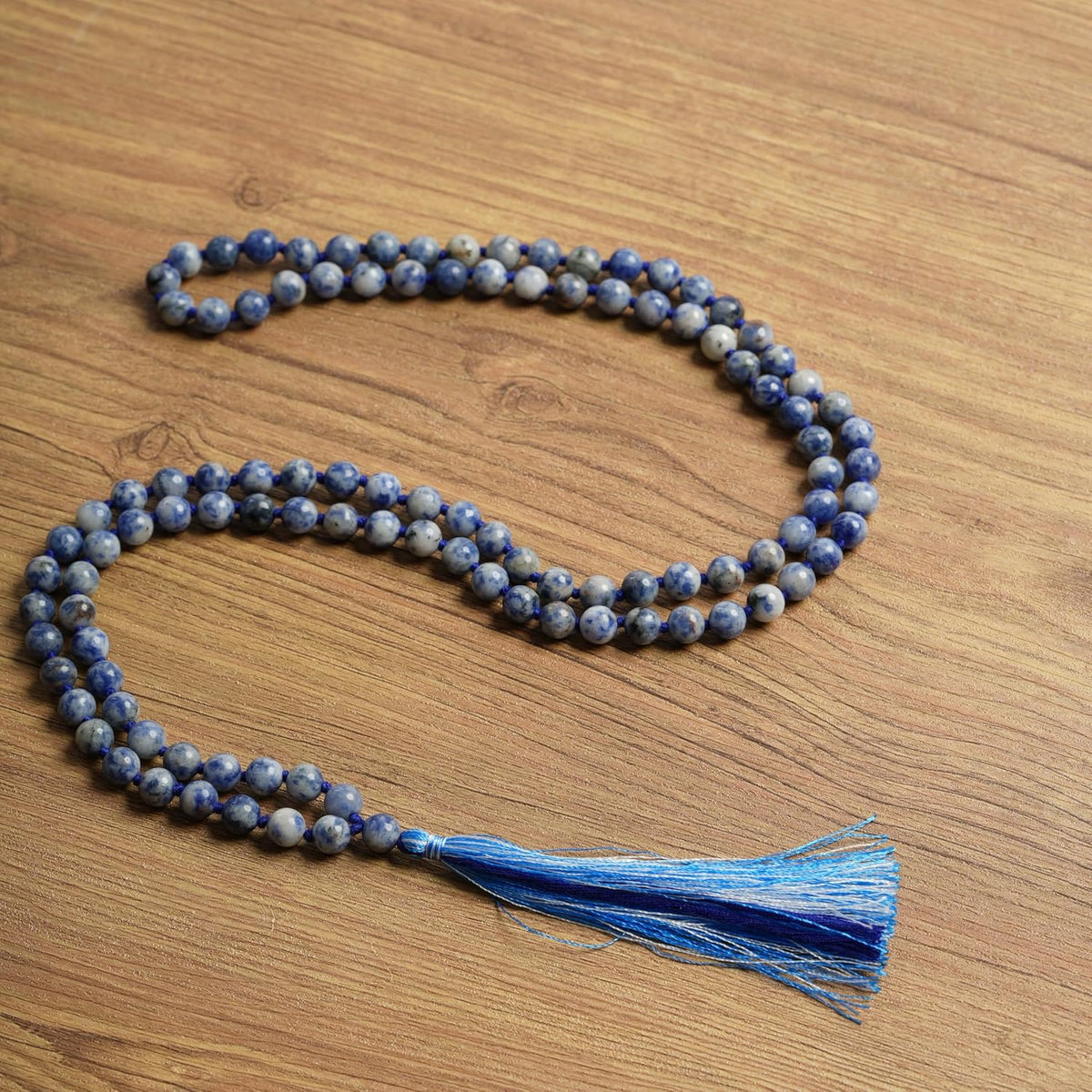 108 Bead Lapis Lazuli Japa Mala Necklace 8mm for Meditation